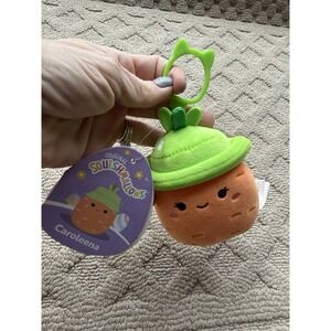 Original Squishmallows 3.5" Caroleena The Carrot With Bucket‎ Hat Clip On